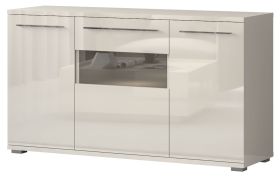 Commode Garim 3, couleur : beige brillant - 85 x 150 x 45 cm (H x L x P)