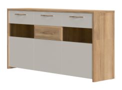 Buffet Gataivai 29 | Beige brillant & Noyer | 85 x 172 x 41 cm | Design contemporain