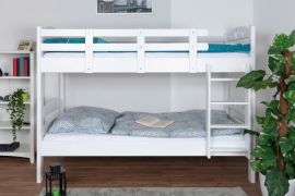 Lits superposés pour adultes "Easy Premium Line" K18/n, tête de lit ajourée, hêtre massif blanc - 90 x 190 cm, (L x l) convertibles