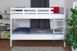 Lits superposés pour adultes "Easy Premium Line" K19/n, tête et pied de lit ajourés, en hêtre massif blanc - 90 x 190 cm (l x L), convertibles