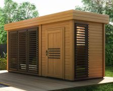 Sauna de jardin Karakum 40 mm, dimensions extérieures (l x p) : 400 x 200 cm - Couleur : Chêne / Anthracite