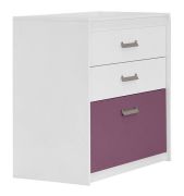 Commode enfant Koa 07 blanche et violette | 3 tiroirs | 94 x 96 x 52 cm | Design moderne