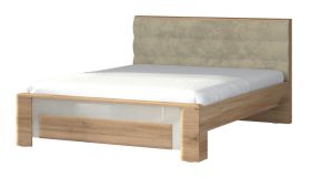 Lit double Gataivai 61 | Beige laqué brillant & Noyer | Surface de couchage 180 x 200 cm