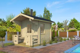 Maison de sauna Landfriedstein 01 avec plancher - Maison en madriers de 70 mm, Surface au sol : 6,9 m², Toit en bâtière