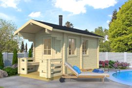 Maison de sauna Landfriedstein 02 avec plancher - Maison en madriers de 70 mm, Surface au sol : 10,2 m², Toit en bâtière