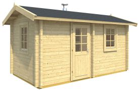Maison de sauna Landfriedstein 03 avec plancher - Maison en madriers de 70 mm, Surface au sol : 10,4 m², Toit en bâtière