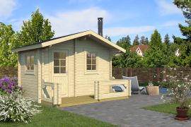 Maison de sauna Landfriedstein 04 avec plancher - Maison en madriers de 70 mm, Surface au sol : 12 m², Toit en bâtière