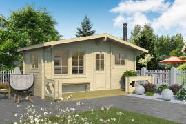 Maison de sauna Landfriedstein 07 avec plancher - Maison en madriers de 70 mm, Surface au sol : 19,4 m², Toit en bâtière