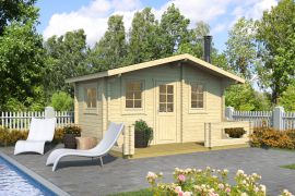 Maison de sauna Landfriedstein 06 avec plancher - Maison en madriers de 70 mm, Surface au sol : 15,1 m², Toit en bâtière