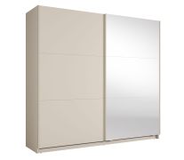 Armoire avec miroir / Cachemire / 221 x 60 x 207 cm / 1 tringle / Poignées en métal / Éclairage inclus / 6 compartiments / Système de fermeture Soft-Close / Igoumenitsa 04