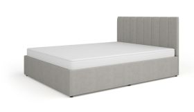 Lit double Barbe 37 Gris | 160 x 200 cm | Tête de lit rembourrée | Sommier à vérins | Grand espace de rangement | Design moderne