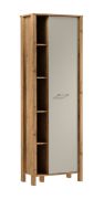 Armoire Braianik 10 en 200 x 66 x 37 cm, avec 5 compartiments ouverts, 1 porte, 5 compartiments, 8 étagères, Salon, Chêne Wotan / Beige, Poignée en métal