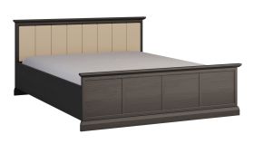 Lit double Torsakala 23 en noir graphite, Surface de couchage : 160 x 200 cm, pour chambre à coucher, 87 x 169 x 211 cm, sommier à lattes inclus, élégant, classique