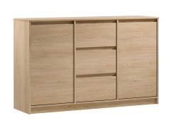 Commode spacieuse Gracilius 02 avec 3 tiroirs, 87 x 138 x 40 cm, Chêne Cremona, 3 tiroirs, ABS, 4 compartiments, 2 étagères, 2 portes, ABS protection des bords