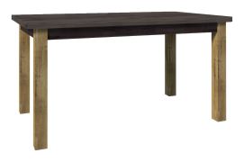 Table de salle à manger à ralonge Selun 14, Couleur : Chêne brun foncé / Gris - 160 - 203 x 90 cm (l x p)