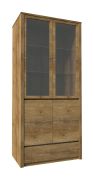 Vitrine Selun 09, Couleur : Chêne brun foncé - 197 x 90 x 43 cm (H x L x P)