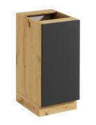 Meuble bas de cuisine / 1 porte / Façade sans poignée / Push-to-Open / 40 x 46,8 x 82 cm / Matterhorn 08 / Chêne Artisan / Gris / 2 compartiments