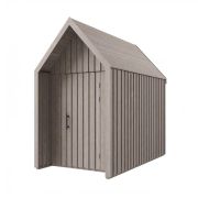 Abri de jardin de style scandinave / Dimensions extérieures : 162,4 x 207,7 cm / Gris-beige / Surface au sol : 4,50 m² / Toit à deux versants / Bois d'épicéa / Malmö 09
