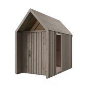 Abri de jardin à toit en pente | Fenêtre triangulaire | Gris-beige | Dimensions extérieures : 162,4 x 207,7 cm | Surface au sol : 4,50 m² | Style scandinave | Malmö 11