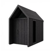 Abri de jardin avec fenêtre triangulaire | Noir | Dimensions extérieures : 162,4 x 207,7 cm | Surface au sol : 4,50 m² | Style scandinave | Malmö 03 | Toit à deux versants