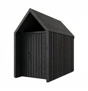 Abri de jardin avec fenêtre triangulaire | Noir | Surface au sol : 4,64 m² | Style scandinave | Toit à deux versants | Dimensions extérieures : 162,4 x 285,7 cm | Malmö 08