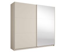 Armoire / 1 tringle / 6 compartiments / 221 x 60 x 207 cm / Poignées en métal / Avec miroir / Cachemire / Système de fermeture Soft-Close / Igoumenitsa 03 / 2 portes coulissantes