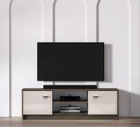 Meuble TV Mackenzie 06 / Couleur : Chêne Dunin / Cachemire brillant / Dimensions : 104 x 40 x 85 cm / Poignées : Métal / 2 portes / Chants en ABS / Fermeture en douceur