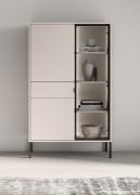 Vitrine / Cachemire / Pieds métalliques / 1 tiroir / Verre graphite trempé / Éclairage LED inclus / 7 compartiments / Fonction push-to-open / 92 x 40 x 150 cm