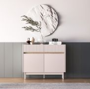 Commode Humboldt 06 / 2 portes / 3 tiroirs / Couleur : Chêne Cremona / Cachemire / Pieds : Métal / Dimensions : 104 x 40 x 85 cm / Fermeture en douceur