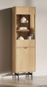 Vitrine / 1 porte vitrée / Couleur : Chêne Mavelie / 5 compartiments / 54 x 40 x 190 cm / Fonction Soft-Close / Pour le salon/ Fonction Push-to-open