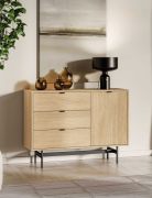 Commode / Couleur : Chêne Mavelie / 3 tiroirs / Fonction Soft-Close / 1 porte / 2 compartiments / 115 x 40 x 85 cm / Design sobre / pour le salon