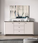 Commode / 3 tiroirs / Couleur : Cachemire / Chêne Windmill foncé / Buffet / 2 portes / 4 compartiments / Dimensions : 180 x 40 x 85 cm / Fonction Soft-Close