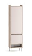Armoire / Deux portes / Dimensions : 54 x 34 x 198 cm / Système de fermeture Soft-Close / Chêne Cremona / Cachemire / Tringle coulissante / 3 compartiments / Chants en ABS