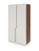 Armoire / Couleur : Cachemire / Noyer Alba / 2 portes battantes / 1 tringle à vêtements / 6 compartiments / 103 x 52 x 195 cm / Fonction push-to-open / Armoire à portes battantes