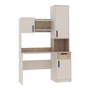Bureau avec armoire intégrée Fafe 20 | Kaschmir & Chêne Cremona | 3 portes | 1 tiroir | Soft Close | 195 x 125 x 52,5 cm
