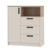 Commode Fafe 04 | Cachemire & Chêne Cremona | 1 porte | 3 tiroirs | Fermeture douce | 100 x 88 x 40 cm | Style épuré