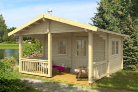 Abri de sauna Hochzöbl avec plancher - Maison en madriers de 70 mm, Surface au sol : 19,9 m², Toit en bâtière