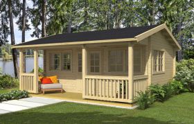 Abri de jardin Langschneid avec plancher - 70 mm Maison en madriers, surface au sol : 28,6 m², Toit à deux versants