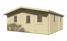 Abri de jardin Hochkar 01 avec plancher - 40 mm Maison en madriers, surface au sol : 35,40 m², Toit à deux versants, 6 fenêtres avec double vitrage isolant