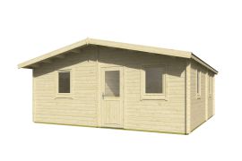 Abri de jardin Ötscher 01 avec plancher - Maison en madriers de 40 mm, Surface au sol : 35,40 m², Toit en bâtière, 6 fenêtres avec double vitrage isolant