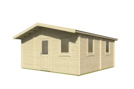 Abri de jardin Peilstein 01 avec plancher - Maison en madriers de 40 mm, Surface : 25 m², Toit en bâtière, 5 fenêtres avec double vitrage isolant