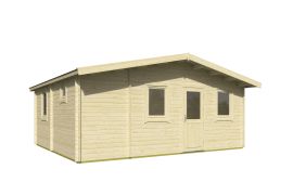Abri de jardin Sonnstein 01 avec plancher - 40 mm Maison en madriers, surface au sol : 29,75 m², Toit à deux versants, 5 fenêtres avec double vitrage isolant