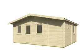 Abri de jardin Jauerling 01 avec plancher - Maison en madriers de 40 mm, Surface au sol : 29,75 m², Toit en bâtière, 5 fenêtres avec double vitrage isolant