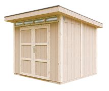 Abri de jardin Weitra avec double porte et serrure, Toit : Bardeaux bitumés, Plancher inclus, Naturel, Surface utile : 6 m², 236 x 250 cm, Paroi : 10 mm