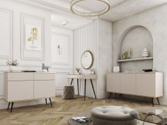 Ensemble séjour Horsham 3 pièces | Beige | Push-to-open | Pieds noirs | Finitions ABS