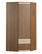 Pasuruan 16 armoire à portes battantes / armoire d'angle, couleur : noyer / érable - Dimensions : 195 x 85 x 85 cm (H x L x P)