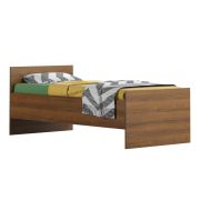 Lit simple ou d’appoint Pasuruan 06 | Noyer | 90 x 200 cm | Design moderne | Avec sommier