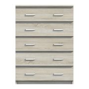 Commode Pamulang 06 | Chêne Sonoma | 112 x 82 x 40 cm | 5 tiroirs élégants