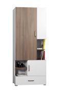 Armoire Bulolo 23 | Blanc et Noyer | 198 x 80 x 38 cm | Rangement spacieux et design moderne