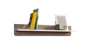 Étagère murale Bulolo 04 | Blanc / Noyer | 18 x 110 x 20 cm | Rangement mural design